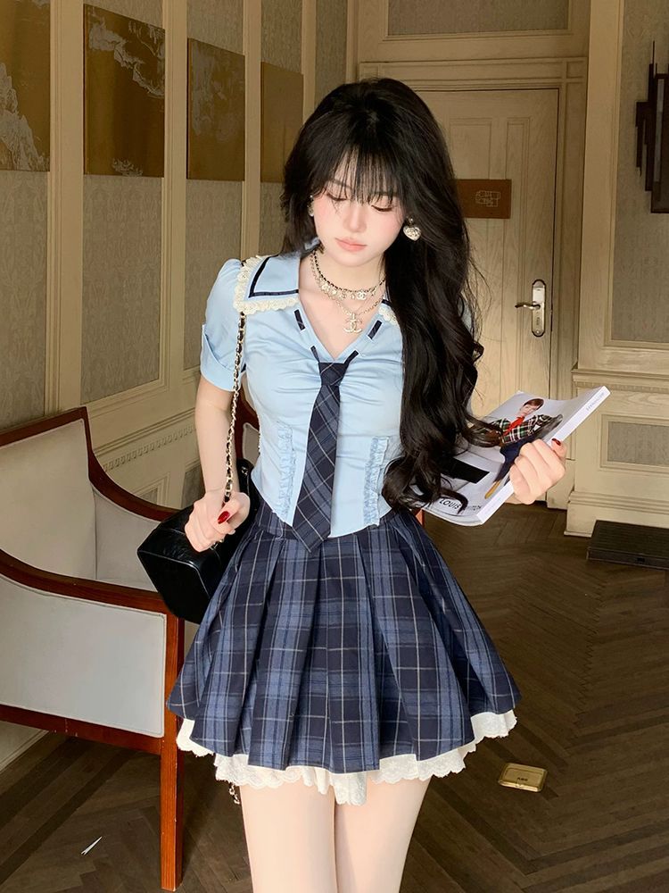 Nuovo Set Estivo Preppy Y2K 2  - Elastic Lace Trim recensione e prezzo
