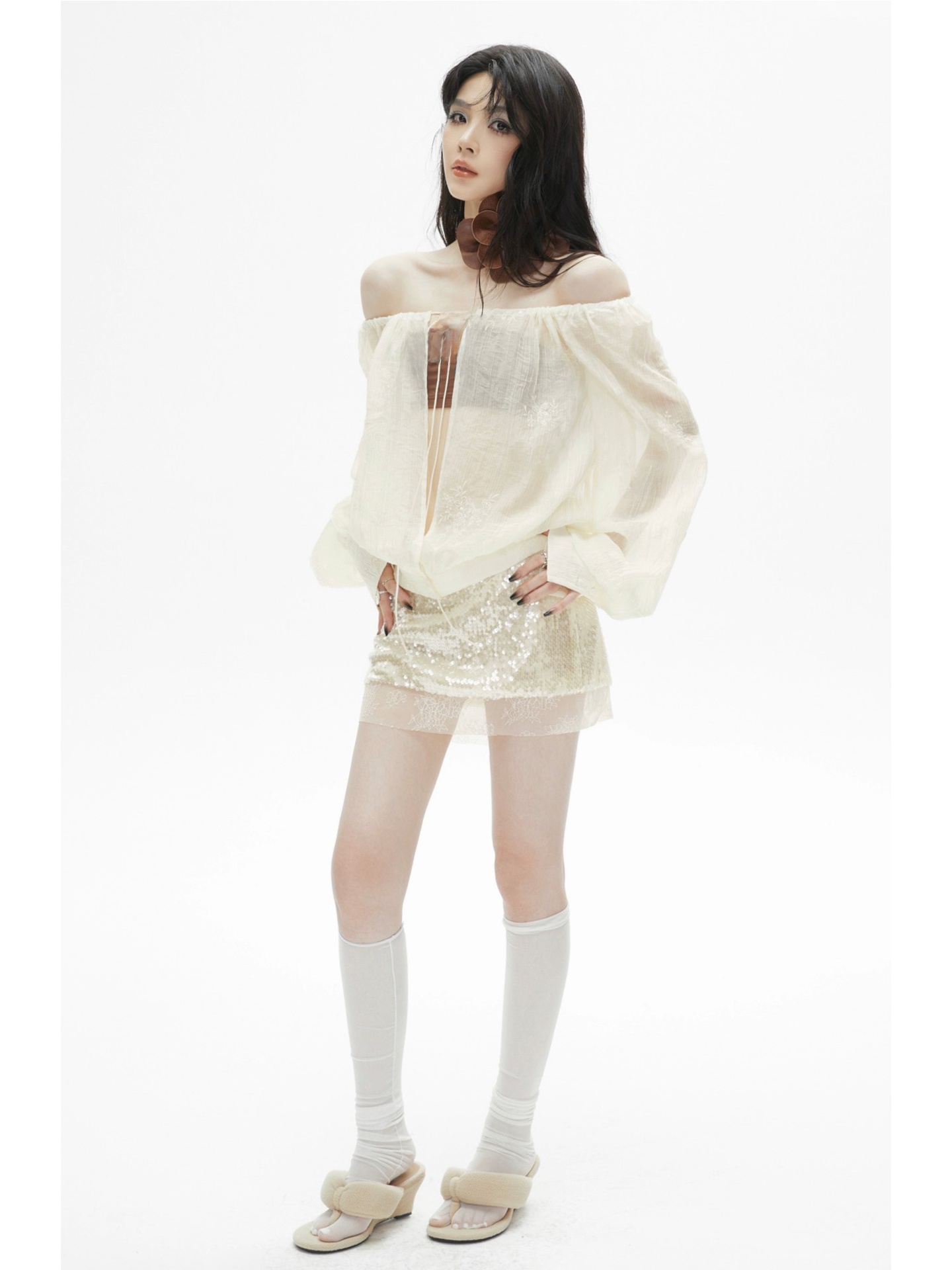 Gonna a Vita Bassa con Paillet - Sequin Fabric Panel recensione e prezzo